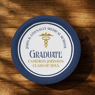 Benutzerdefinierte Navy Blau Gold Medizinische Fak Pappteller