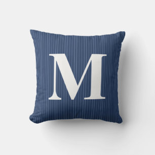 Benutzerdefinierte Navy Blau Preppy Gestreifte Mon Kissen