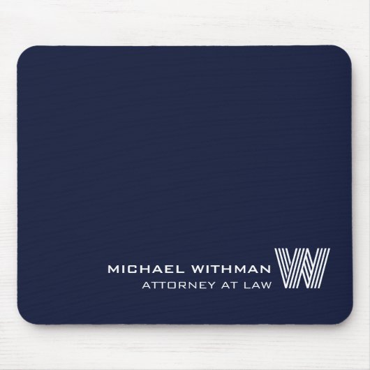 Benutzerdefinierte NAVY BLAUE LINIE Monogramm, Nam Mousepad (Vorne)