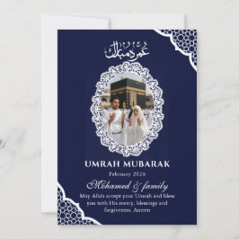 Benutzerdefinierte Navy-Blue-Umrah-Mubarak-Fotokar Einladung