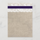 Benutzerdefinierte Navy & White Lace Unterkunftska Begleitkarte (Rückseite)