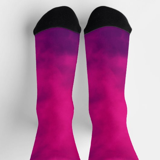 Benutzerdefinierte Neon Pink Smoke Gradient Männer Socken (Oben)