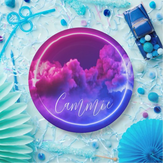 Benutzerdefinierte Neonsignatur für rosa und Lila Pappteller (Party)