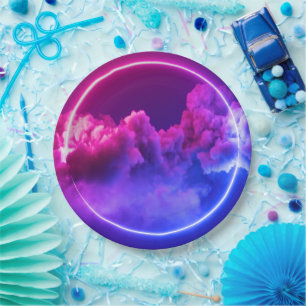 Benutzerdefinierte Neonsignatur für rosa und Lila Pappteller