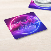Benutzerdefinierte Neonsignatur für rosa und Lila Rechteckiger Pappuntersetzer (angewinkelt)