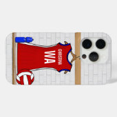 Benutzerdefinierte Netball-Uniform Rot mit Blau un Case-Mate iPhone Hülle (Rückseite (Horizontal))