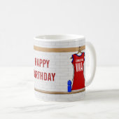 Benutzerdefinierte Netball-Uniform Rot mit Blau un Kaffeetasse (VorderseiteRechts)