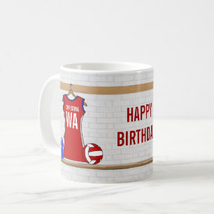 Benutzerdefinierte Netball-Uniform Rot mit Blau un Kaffeetasse