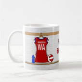 Benutzerdefinierte Netball-Uniform Rot mit Blau un Kaffeetasse (Links)