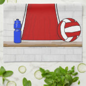 Benutzerdefinierte Netball-Uniform Rot mit Blau un Küchentuch (Gefaltet)