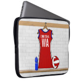 Benutzerdefinierte Netball-Uniform Rot mit Blau un Laptopschutzhülle (Vorne Rechts)
