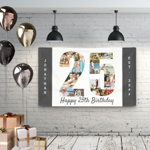 Benutzerdefinierte neutrale Fotocollage zur 25. Ge Banner