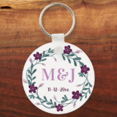 Benutzerdefinierte Newlyweds Monogramme und Hochze Schlüsselanhänger (Rückseite)