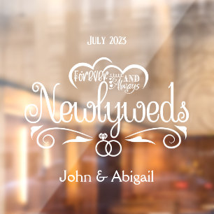 Benutzerdefinierte Newlywings für immer und immer Fensteraufkleber