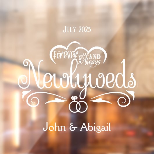 Benutzerdefinierte Newlywings für immer und immer Fensteraufkleber (Blatt 2)