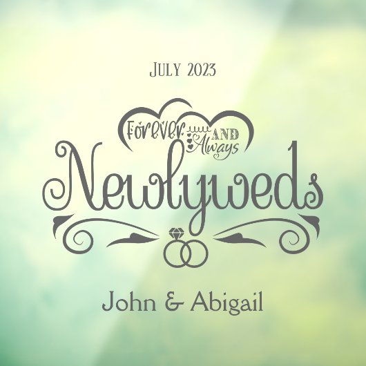 Benutzerdefinierte Newlywings für immer und immer Fensteraufkleber (Blatt 3)