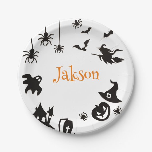 Benutzerdefinierte Niedliche Halloween Name Paper- Pappteller (Vorderseite)