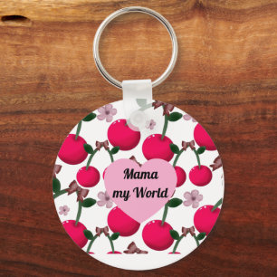 Benutzerdefinierte Niedliche Mama Meine Welt Flora Schlüsselanhänger