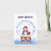 Benutzerdefinierte, Niedliche Schneeglobe-Pinguin- Karte (Vorderseite)