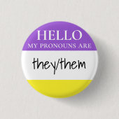 Benutzerdefinierte Nonbinary Hello Meine Pronomen Button (Vorderseite)