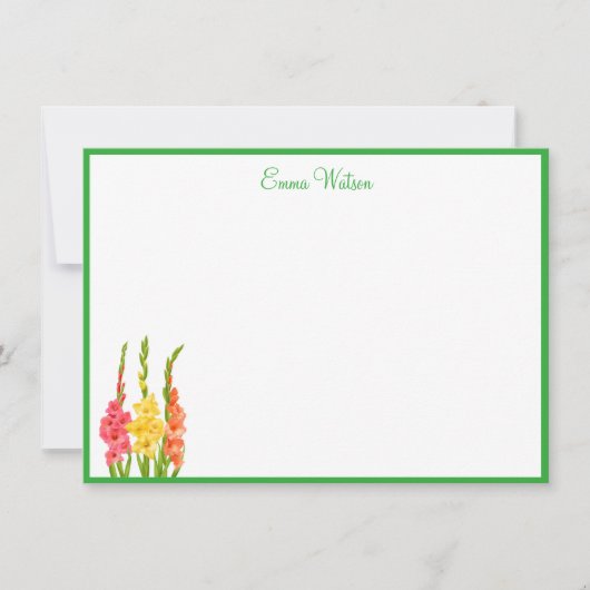 Benutzerdefinierte Note Card-Gladiolus Mitteilungskarte (Vorderseite)