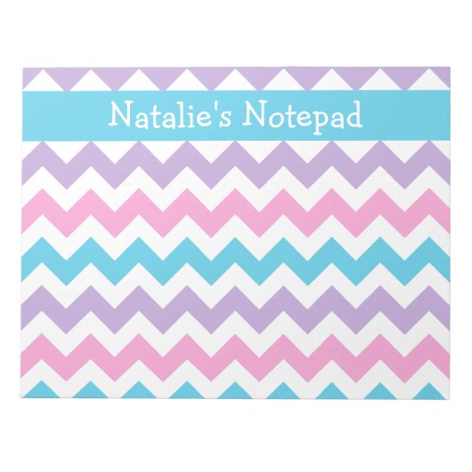 Benutzerdefinierte Notepad, Blau, Rosa, Mauve-Chev Notizblock (Vorderseite)