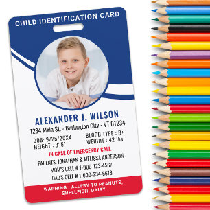 Benutzerdefinierte Notfall-ID für Kinderfotos Ausweis
