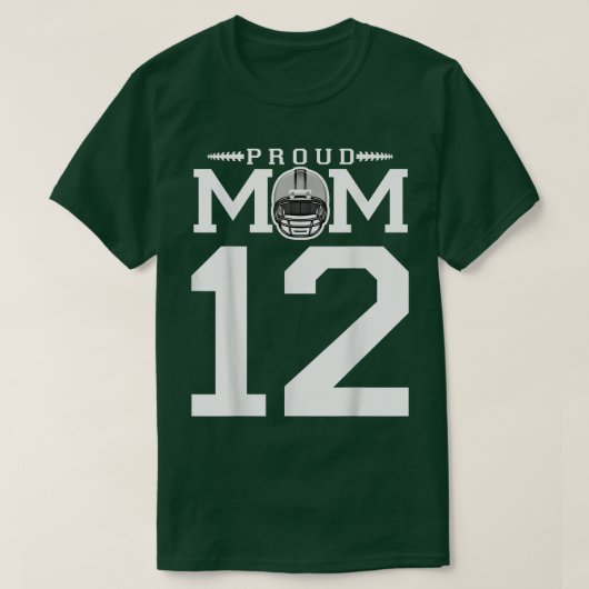 Benutzerdefinierte Nummer 12 Proud Football Mama P T-Shirt (Design vorne)