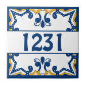 Benutzerdefinierte Nummer Blau und Gelb Azulejos Fliese (Vorderseite)
