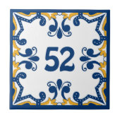 Benutzerdefinierte Nummer blau und gelb Azulejos K Fliese (Vorderseite)