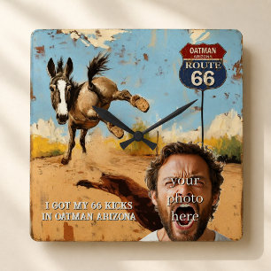 Benutzerdefinierte Oatman Route 66 Burro Kicks Quadratische Wanduhr