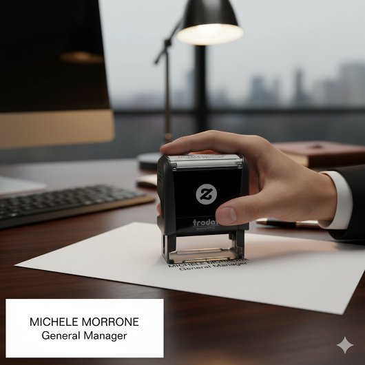 Benutzerdefinierte Office-Briefmarke mit Name und Permastempel