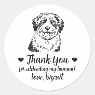 Benutzerdefinierte Old English Sheepdog-Hochzeitsa Runder Aufkleber