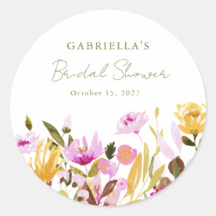 Benutzerdefinierte Olive Rosa Wasserfarbe Floral B Runder Aufkleber