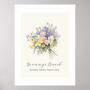 Benutzerdefinierte Oma-Bündel-Blumen-Enkel-Leinwan Poster