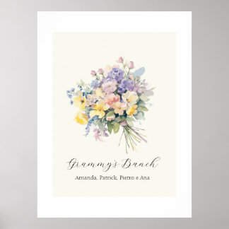 Benutzerdefinierte Oma-Bündel-Blumen-Enkel-Leinwan Poster