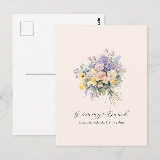 Benutzerdefinierte Oma-Bündel-Blumen-Enkel-Leinwan Postkarte