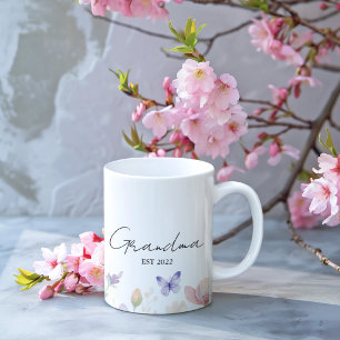 Benutzerdefinierte Oma - Gegründetes Jahr -  Blume Kaffeetasse