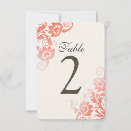 Benutzerdefinierte Ombre Coral Tischnummer Cards