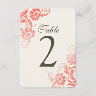 Benutzerdefinierte Ombre Coral Tischnummer Cards
