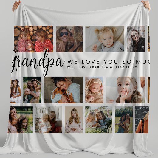 Benutzerdefinierte Opa 18 Fotocollage Fleecedecke