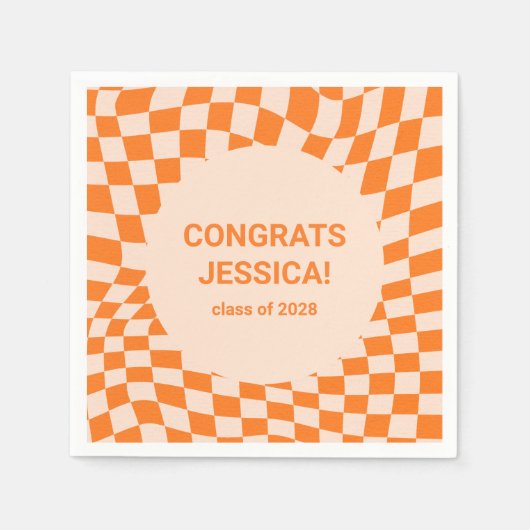 Benutzerdefinierte Orange Checkerboard-Graduierung Serviette (Vorderseite)