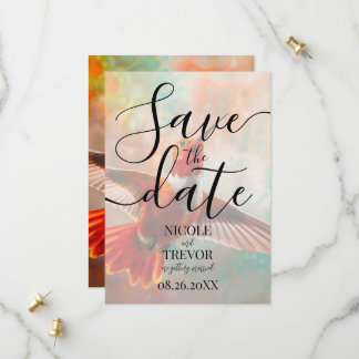 Benutzerdefinierte Orange Lebendige Kolibri-Hochze Save The Date