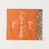 Benutzerdefinierte Orange & Silber Geburtstagsfeie Wandteppich (Vorderseite (Horizontal))