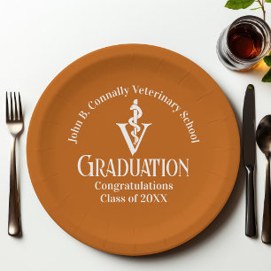 Benutzerdefinierte Orange Veterinary School Abschl Pappteller