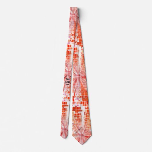 Benutzerdefinierte orangefarbene Blöcke mit Logo Krawatte (Rückseite)
