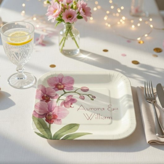 Benutzerdefinierte Orchideen-Blumensträuße Pappteller