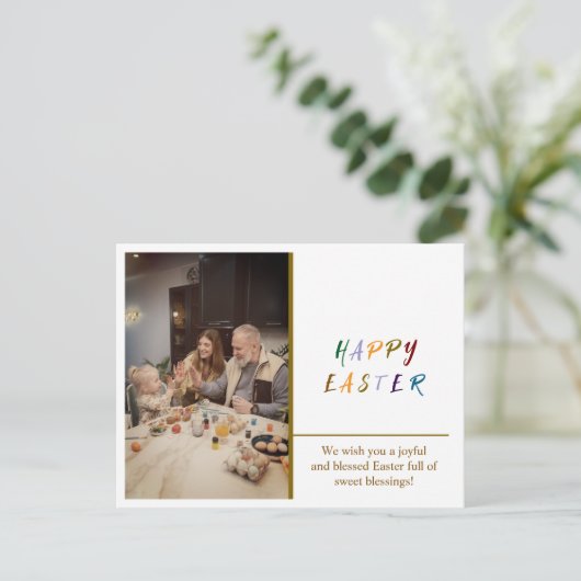 Benutzerdefinierte Ostergraukarte - Wünsche hinzuf Postkarte (Stehend Vorderseite)