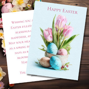 Benutzerdefinierte Osterkarte mit Blumen und Oster Feiertagskarte