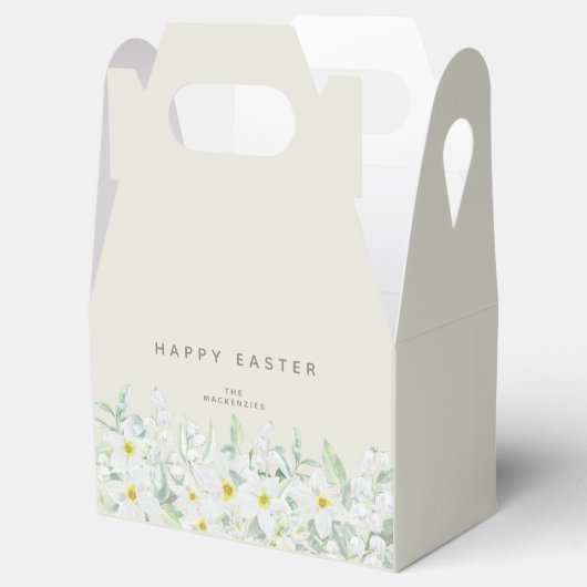 Benutzerdefinierte Ostermeldung Weiße Flora-Grenze Geschenkschachtel (Geöffnet)